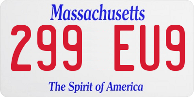 MA license plate 299EU9