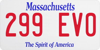 MA license plate 299EV0