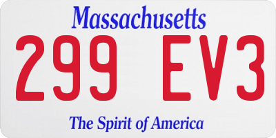 MA license plate 299EV3