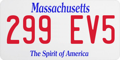 MA license plate 299EV5