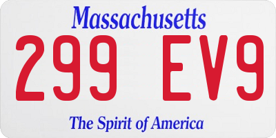 MA license plate 299EV9