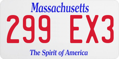 MA license plate 299EX3