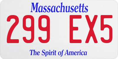 MA license plate 299EX5