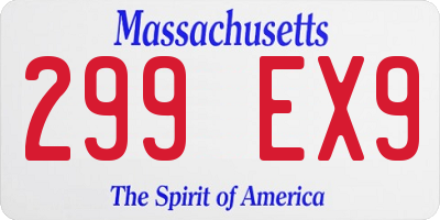 MA license plate 299EX9
