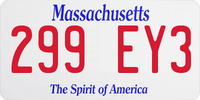 MA license plate 299EY3