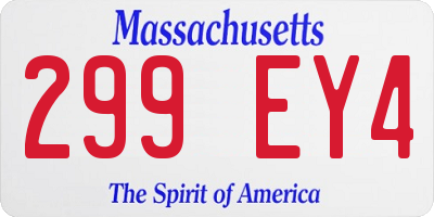 MA license plate 299EY4