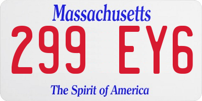 MA license plate 299EY6