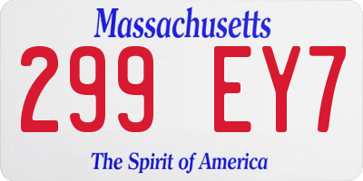 MA license plate 299EY7