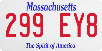 MA license plate 299EY8