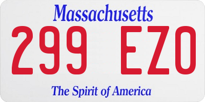 MA license plate 299EZ0