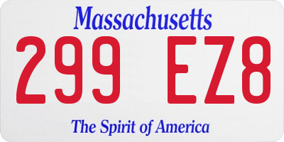MA license plate 299EZ8