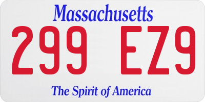 MA license plate 299EZ9