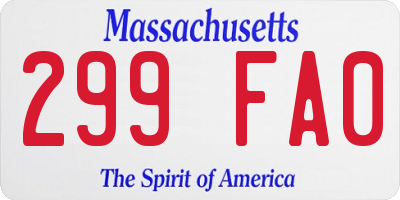 MA license plate 299FA0