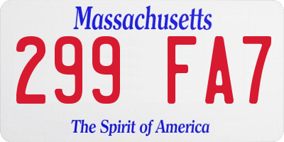 MA license plate 299FA7