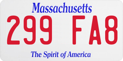 MA license plate 299FA8