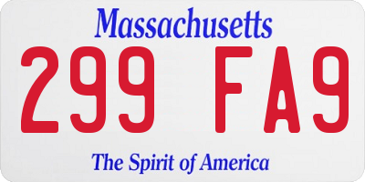 MA license plate 299FA9