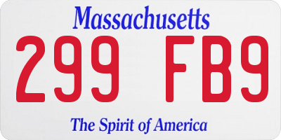 MA license plate 299FB9