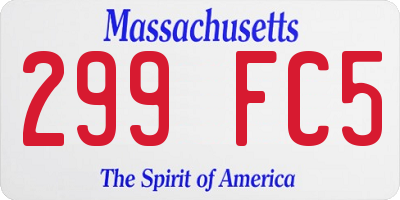 MA license plate 299FC5