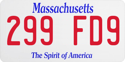 MA license plate 299FD9