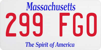 MA license plate 299FG0