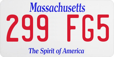 MA license plate 299FG5