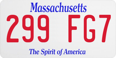 MA license plate 299FG7