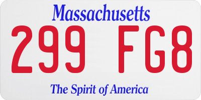 MA license plate 299FG8