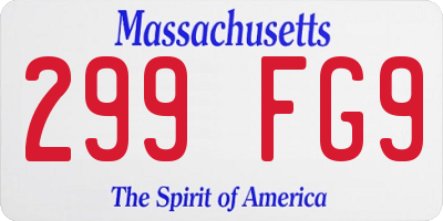 MA license plate 299FG9
