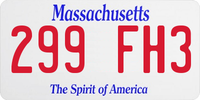 MA license plate 299FH3