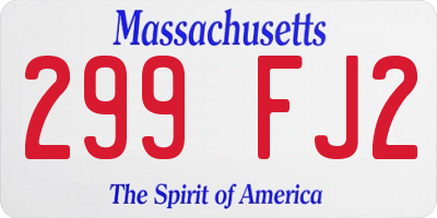 MA license plate 299FJ2