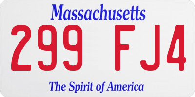 MA license plate 299FJ4