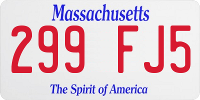 MA license plate 299FJ5