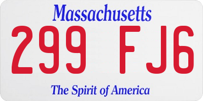 MA license plate 299FJ6