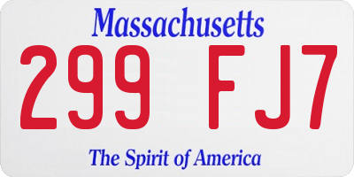 MA license plate 299FJ7