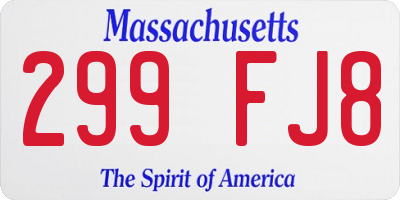 MA license plate 299FJ8