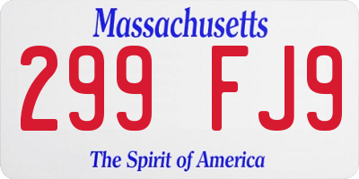 MA license plate 299FJ9