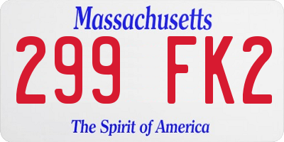 MA license plate 299FK2