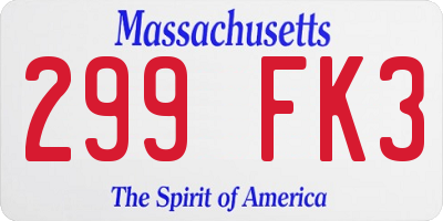 MA license plate 299FK3