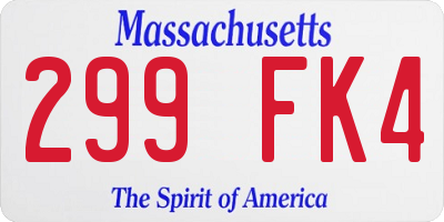 MA license plate 299FK4