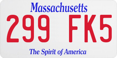 MA license plate 299FK5