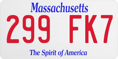 MA license plate 299FK7