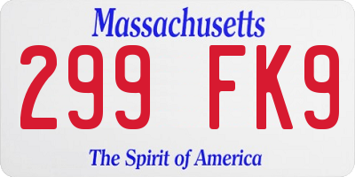 MA license plate 299FK9