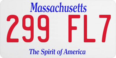 MA license plate 299FL7