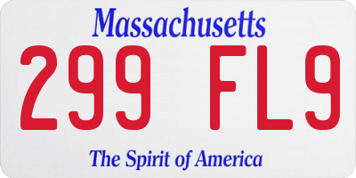 MA license plate 299FL9