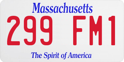 MA license plate 299FM1