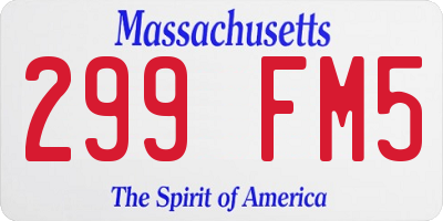 MA license plate 299FM5