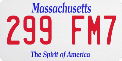 MA license plate 299FM7