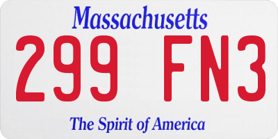 MA license plate 299FN3