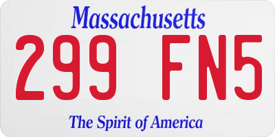MA license plate 299FN5