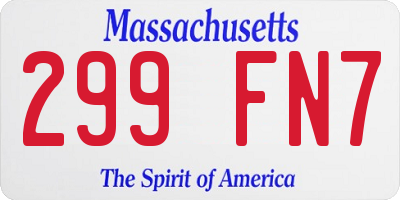 MA license plate 299FN7